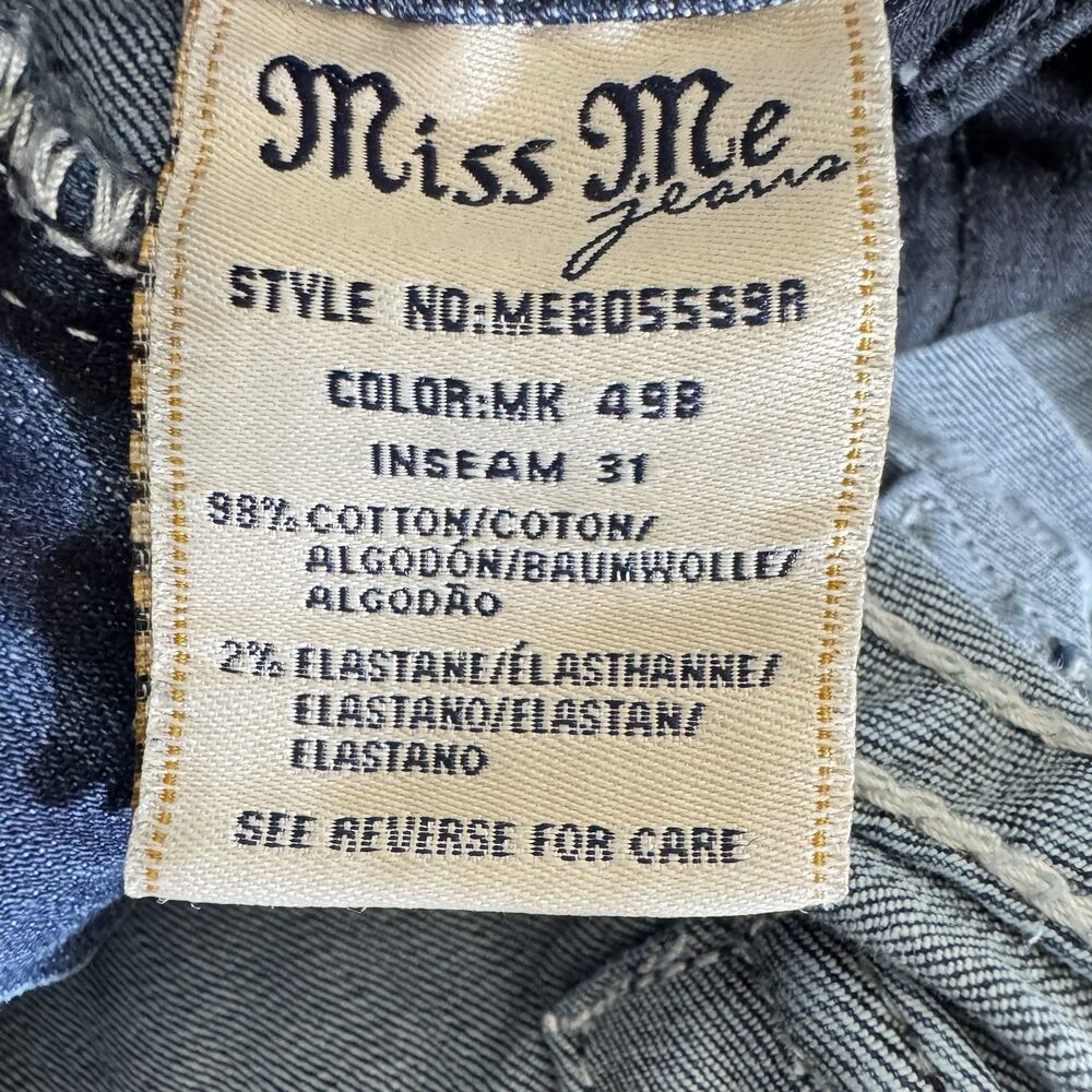 Miss Me Jeans Shorts Women's 26 ALTERED* Raw Hem Denim Embellished Blue Skinny - Picture 14 of 16